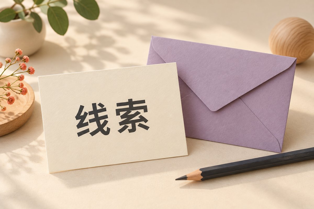 线索卡片旁放着封好的信封和铅笔